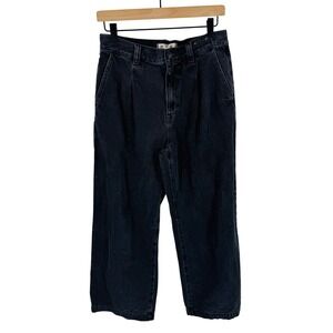 Madewell Pleated Harlow Wide Leg Jeans Faded Black Denim Size 27 Grunge Baggy
